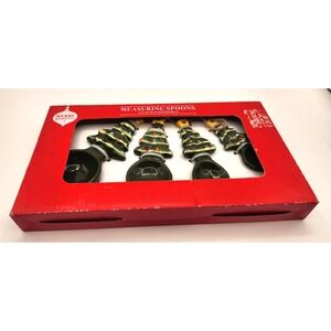 Christmas Trees Measuring Spoons Merry Moments Ceramic Kitchen Decor New in Box